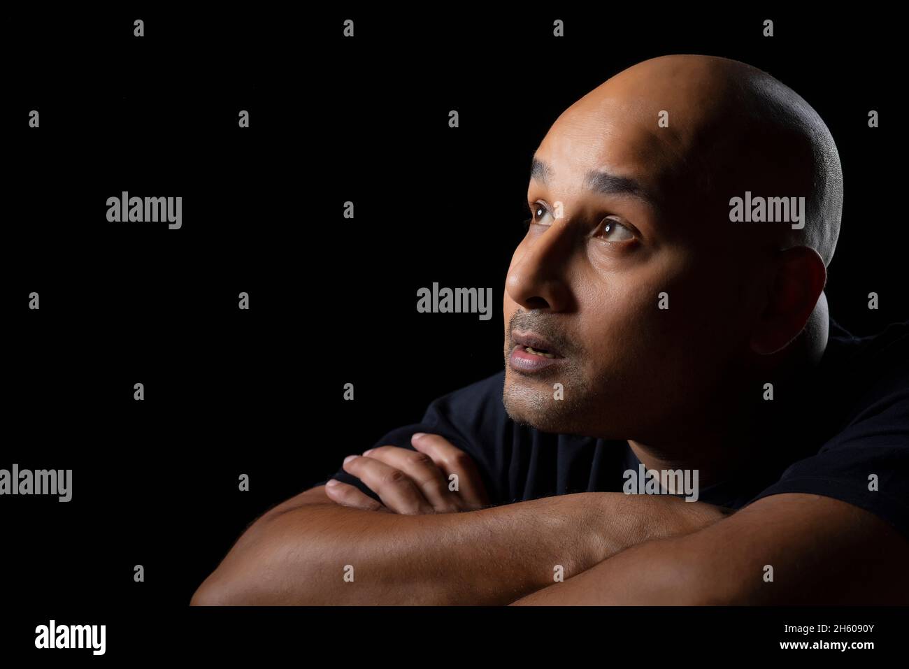 Portrait black man bald head hi-res stock photography and images - Alamy