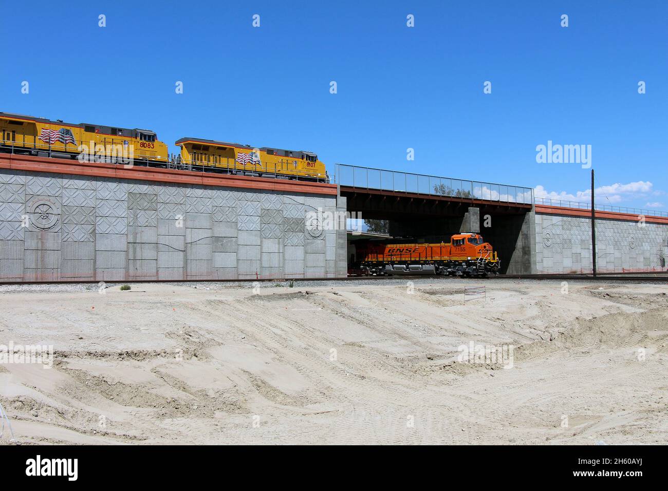The Colton Crossing flyover structure ca. 17 August 2013 Stock Photo