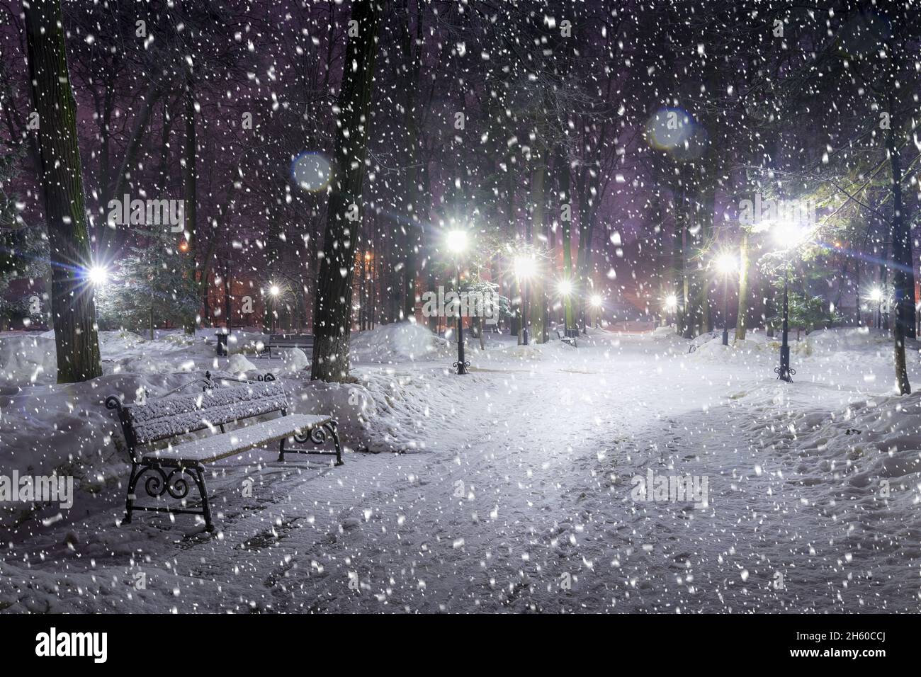 Snow Falling Night High Resolution Stock Photography And Images Alamy