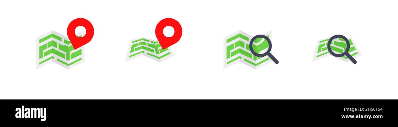 Map pointer with red pin graphic vector isolated, gps direction with ...