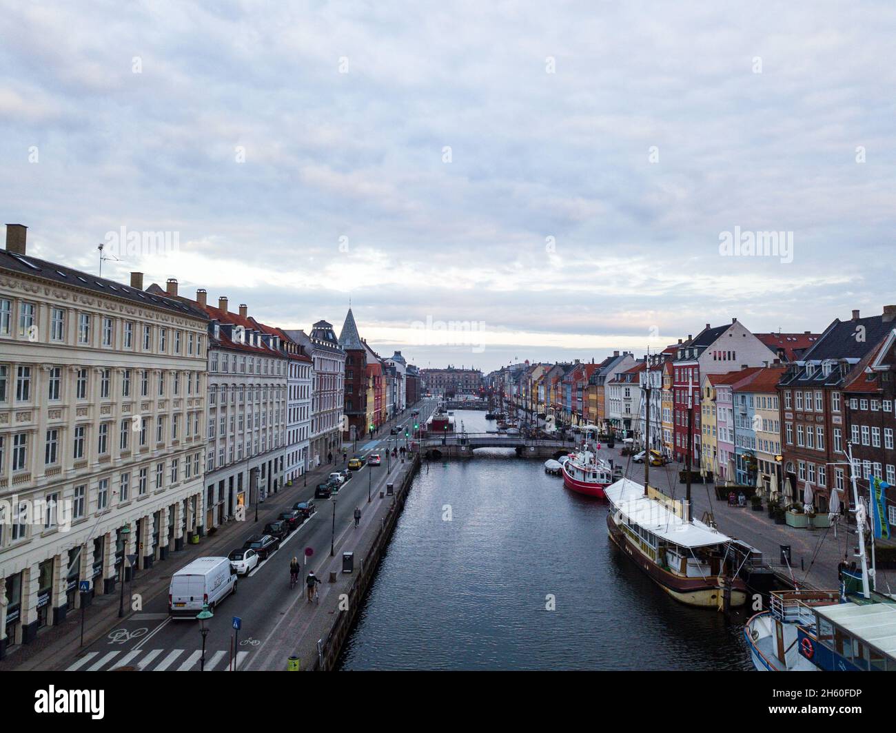 Aerial Drone View of Nyhavn in Copenhagen, Denmark Stock Photo - Alamy