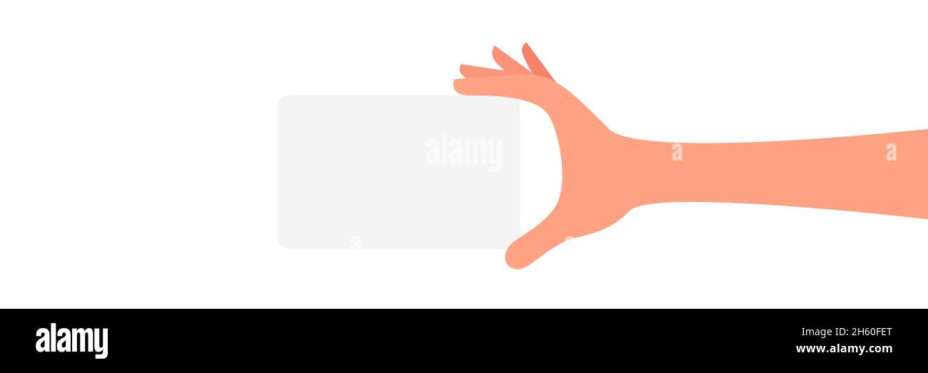 Hand holding bank card vector payment flat illustration. Purchase ...