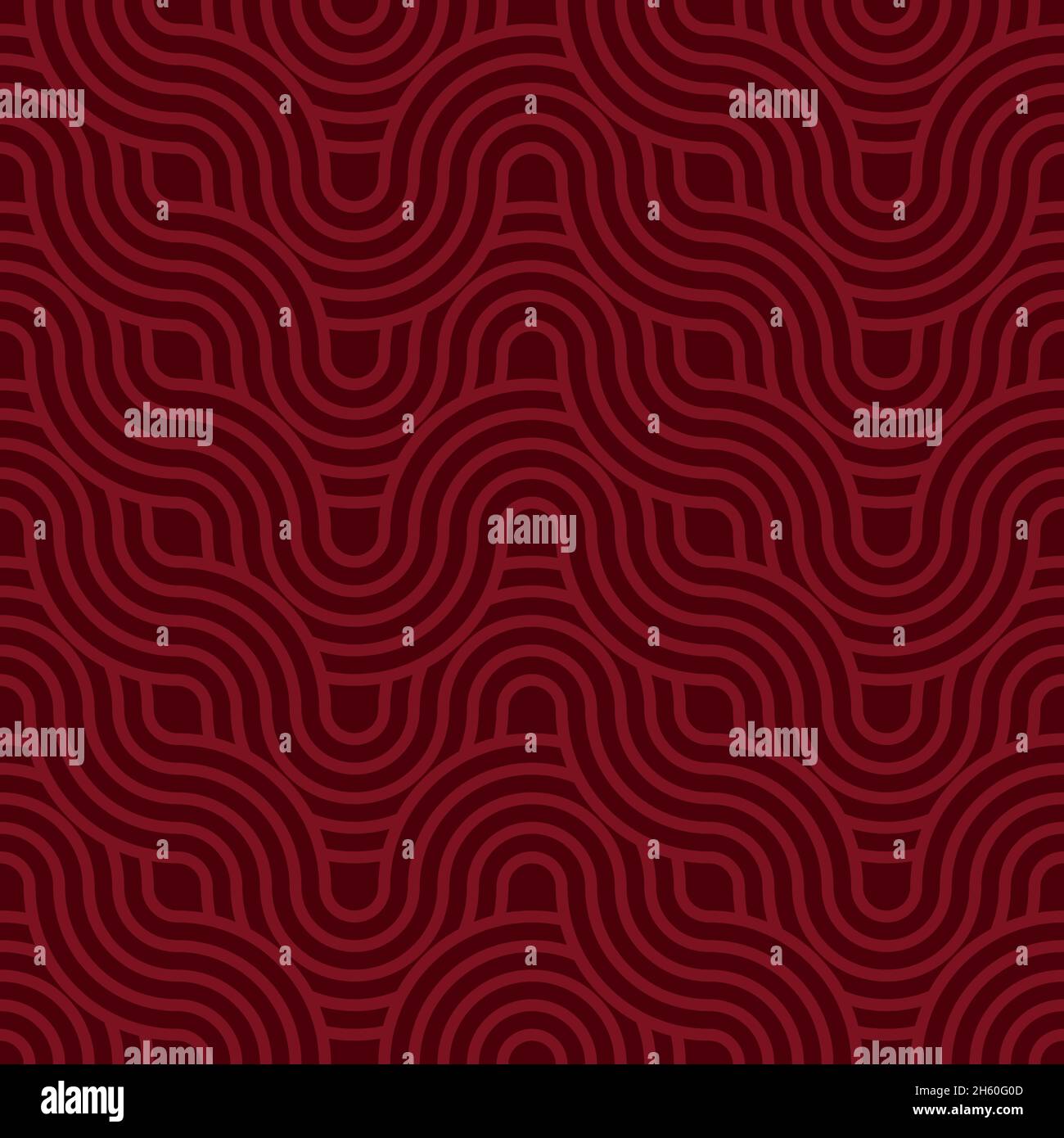 Seamless Pattern design vector with a minimalist style in lines with red and burgundy colors. Background with a red curved lines pattern Stock Vector