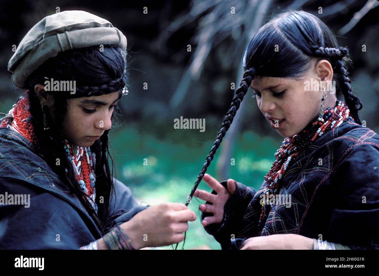 Kalash ethnic group,Rumbur valley, Chitral area, Khyber Pakhtunkhwa, Pakistan. Stock Photo