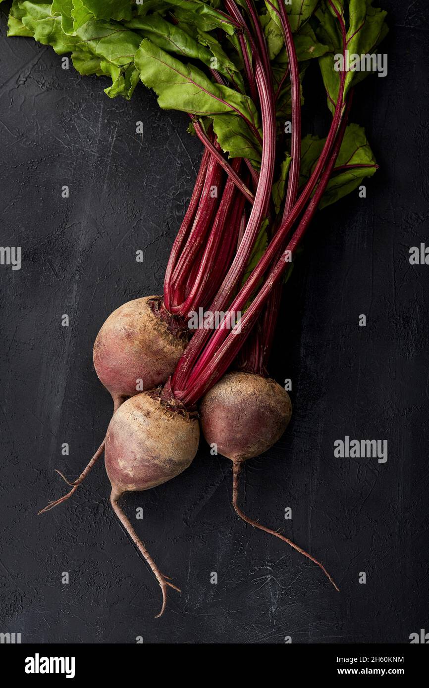 Fresh beetroot on a black background. Stock Photo