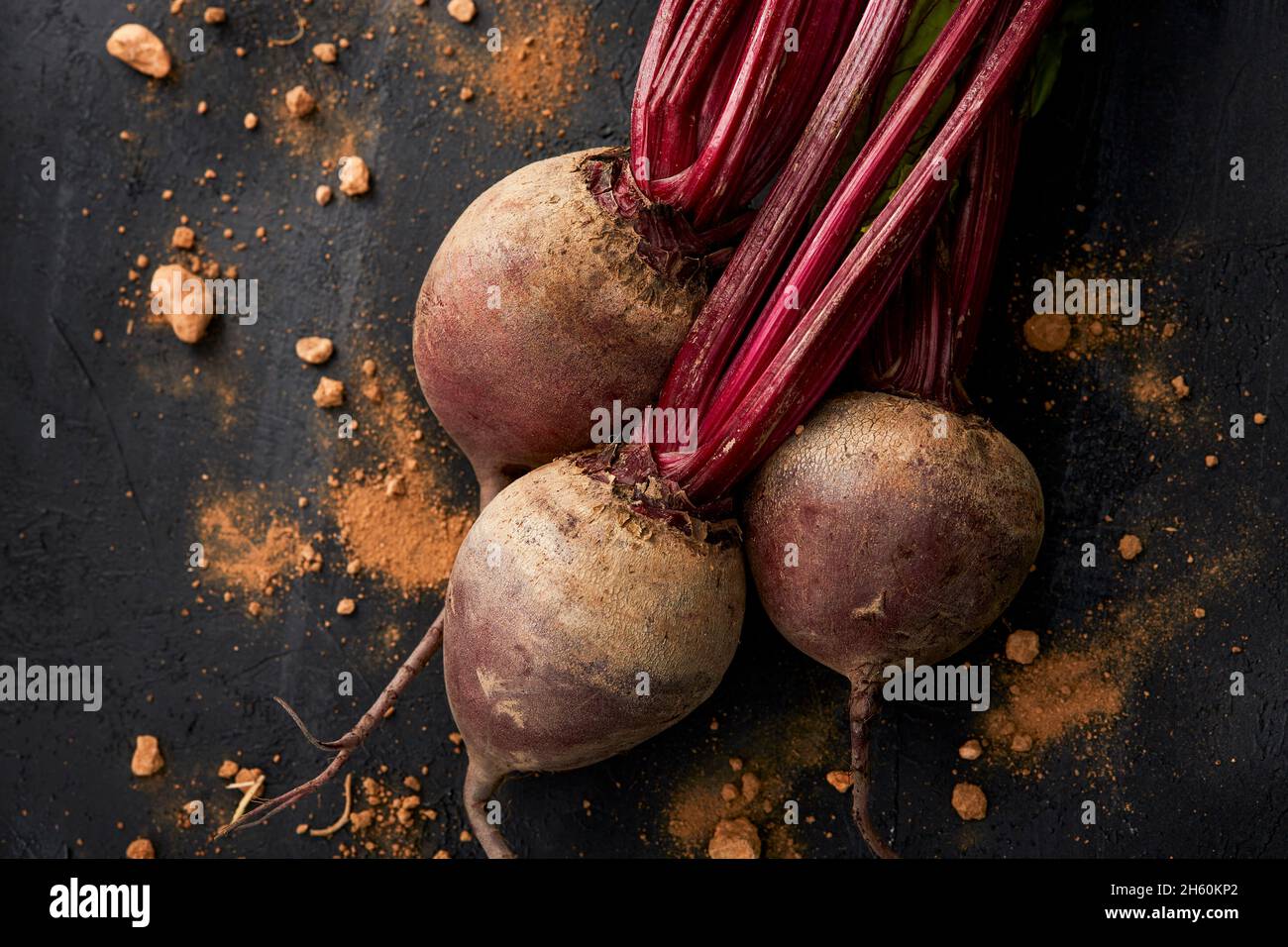Fresh beetroot on a black background. Stock Photo