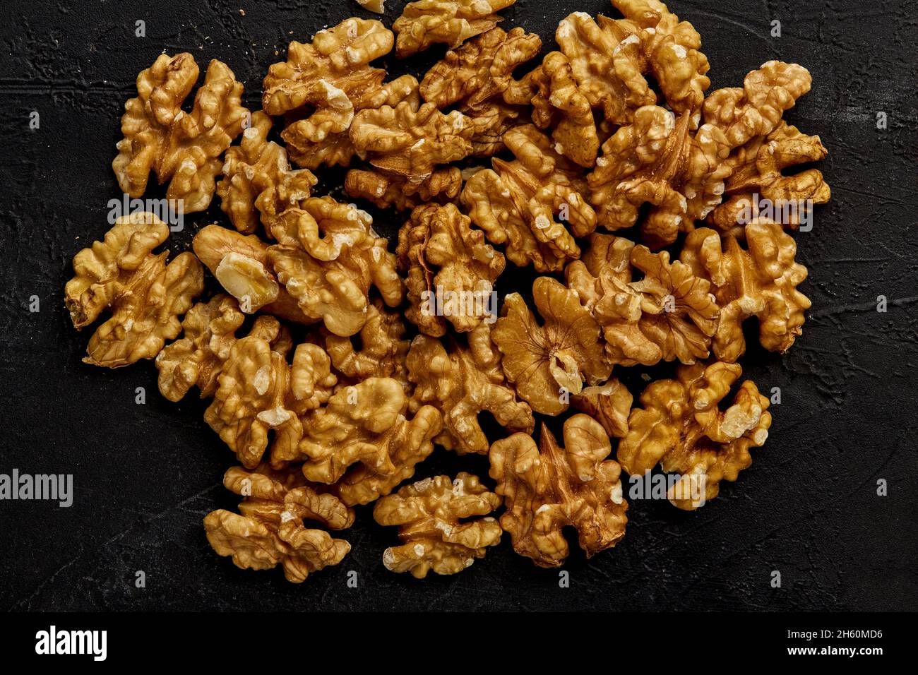 Peeled walnuts viewed from the top. Stock Photo