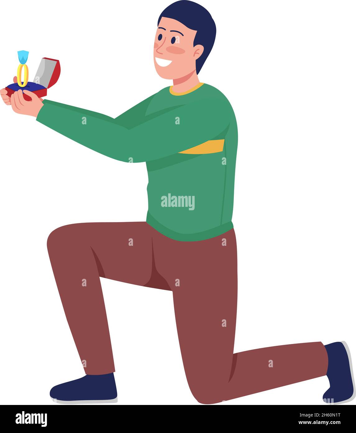 Proposing man semi flat color vector character Stock Vector