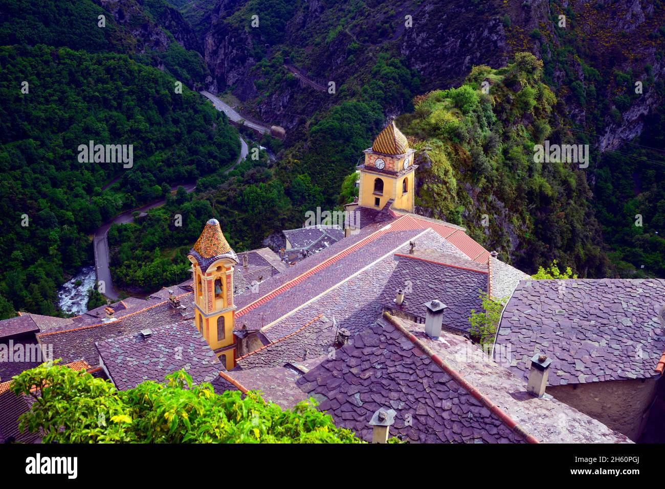 FRANCE, ALPES MARITIMES ( 06 ), SAORGE, THE BEAUTIFUL AND OLD VILLAGE Stock Photo