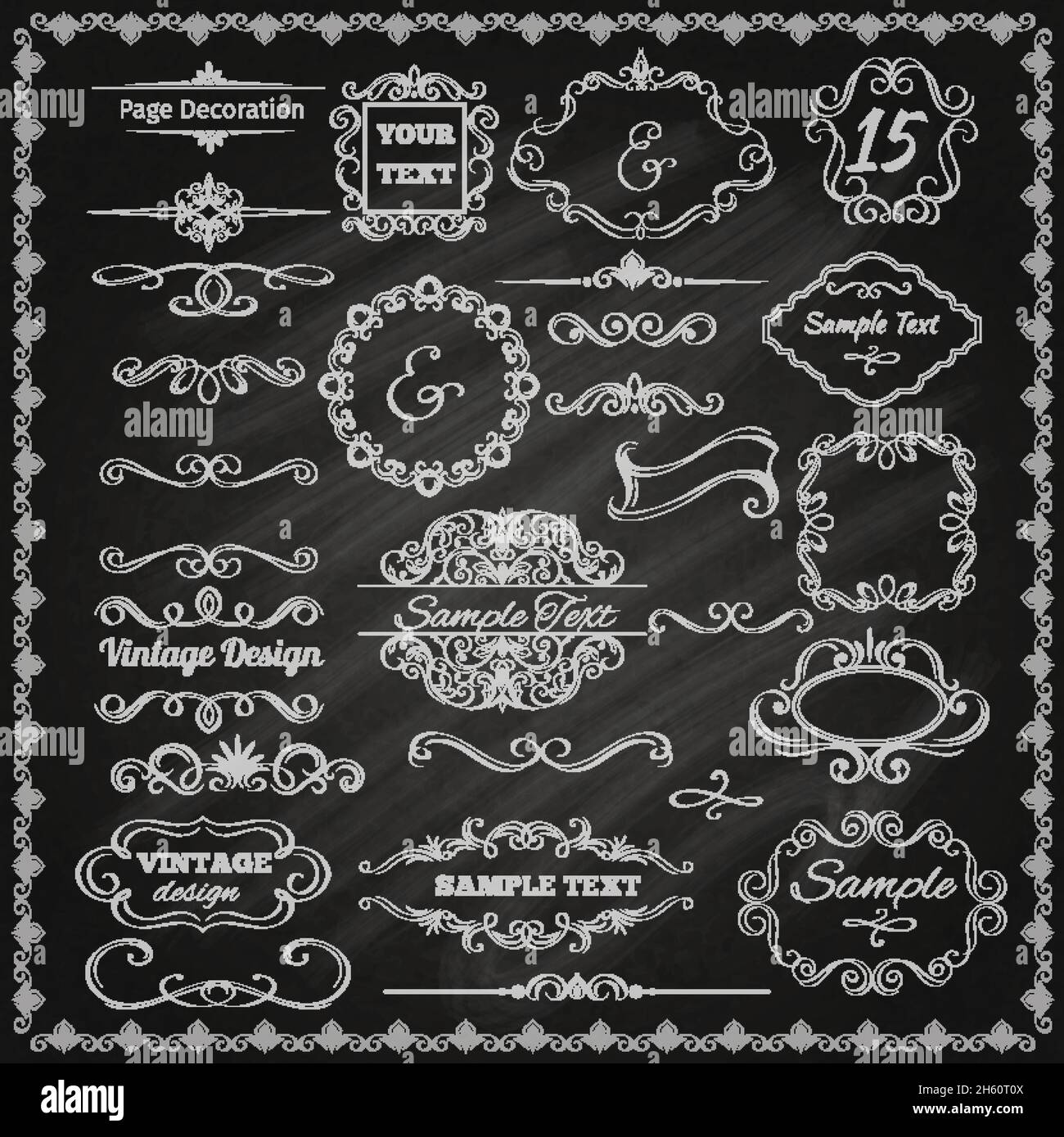 Calligraphic vintage decorative design elements borders and frames set ...