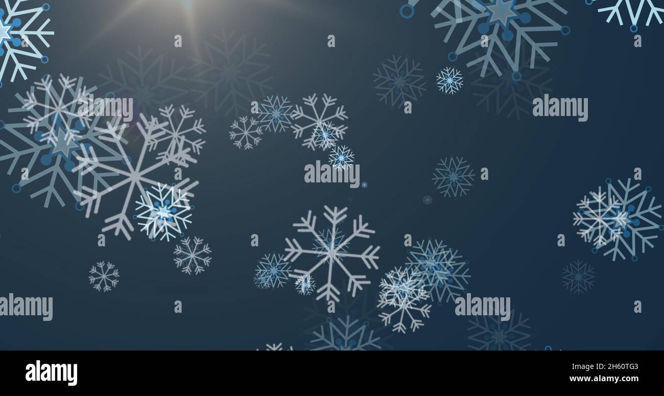 Blue christmas background falling snowflakes hi-res stock photography ...