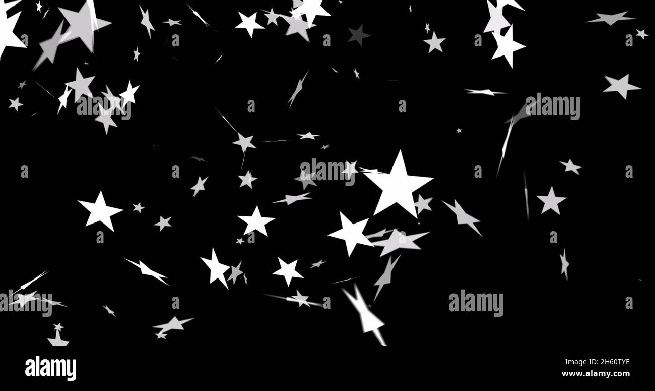 Image of christmas stars falling over black background Stock Photo - Alamy