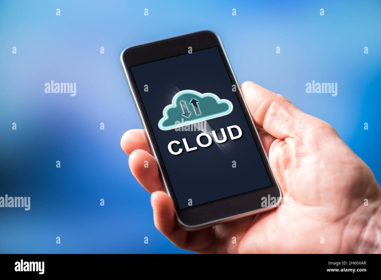 Smartphone screen displaying a cloud concept Stock Photo - Alamy