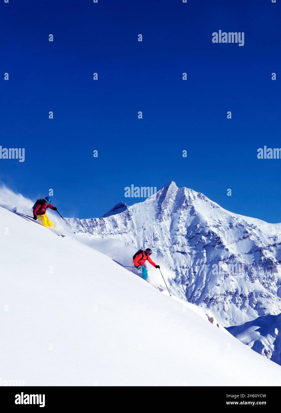 SAVOY (73) VAL D'ISERE, OFF PISTE, ON THE BACK THE SUMMIT CALLED LA GRANDE SASSIERE, MR Stock