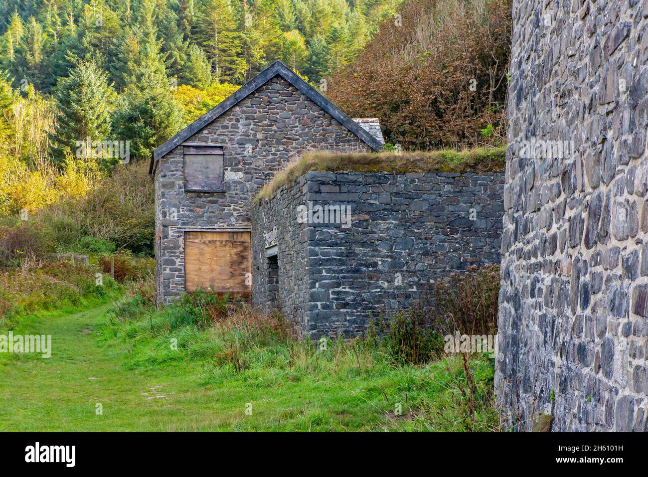 Ruins of eighteenth century lime kiln at Mouth Mill near Clovelly on the South West Coast Path in North Devon England UK Stock Photo