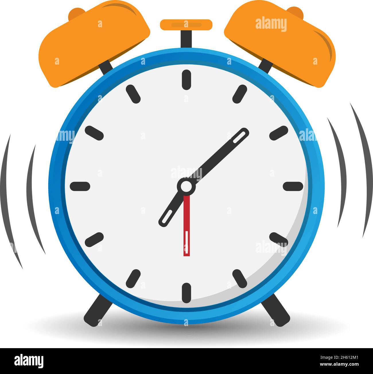 ringing classic alarm clock on white background, vector illustration Stock Vector