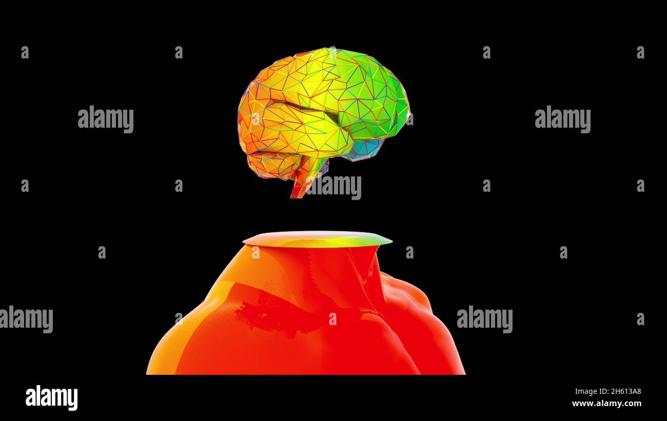 Technological development of intelligence with 3d render abstract anatomical visualization. Futuristic organism for working on complex projects and vi Stock Photo