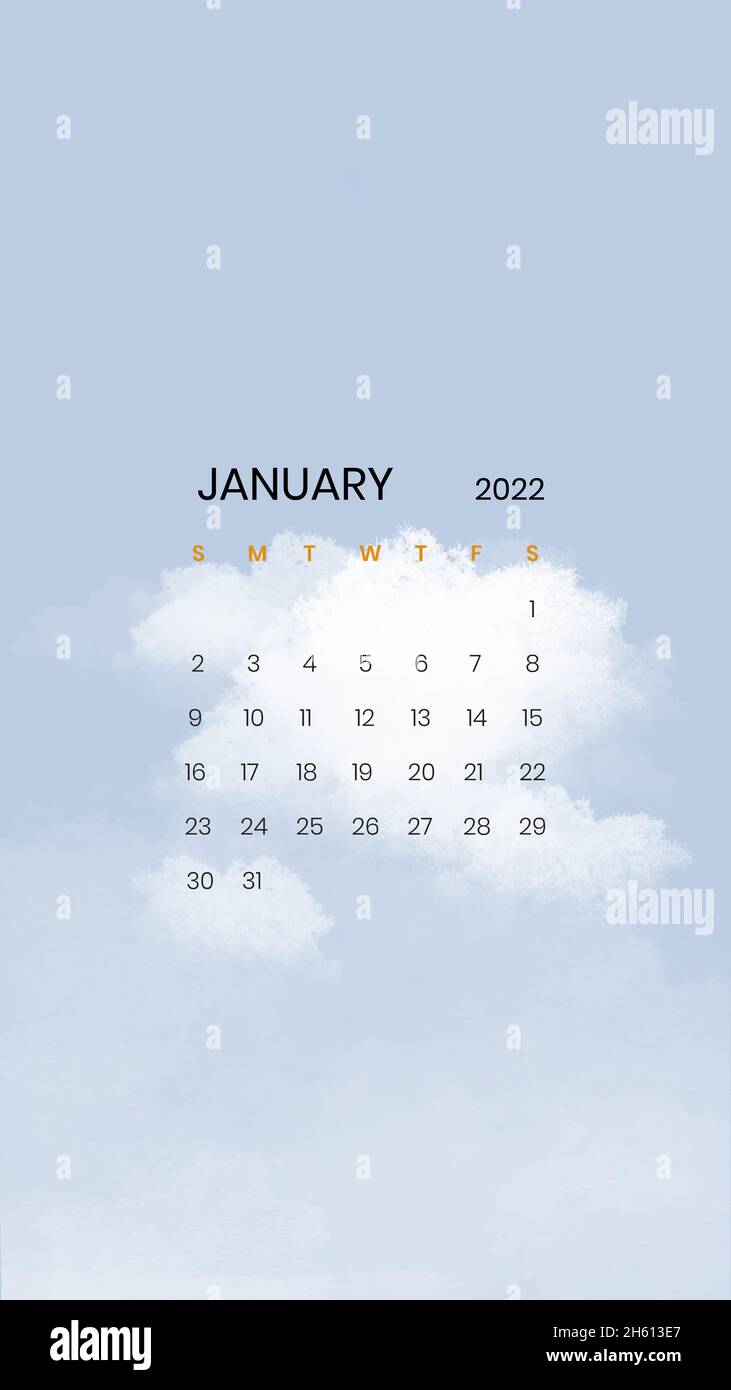 Cloud Abstract January Monthly Calendar Iphone Wallpaper Vector Stock Vector Image & Art - Alamy