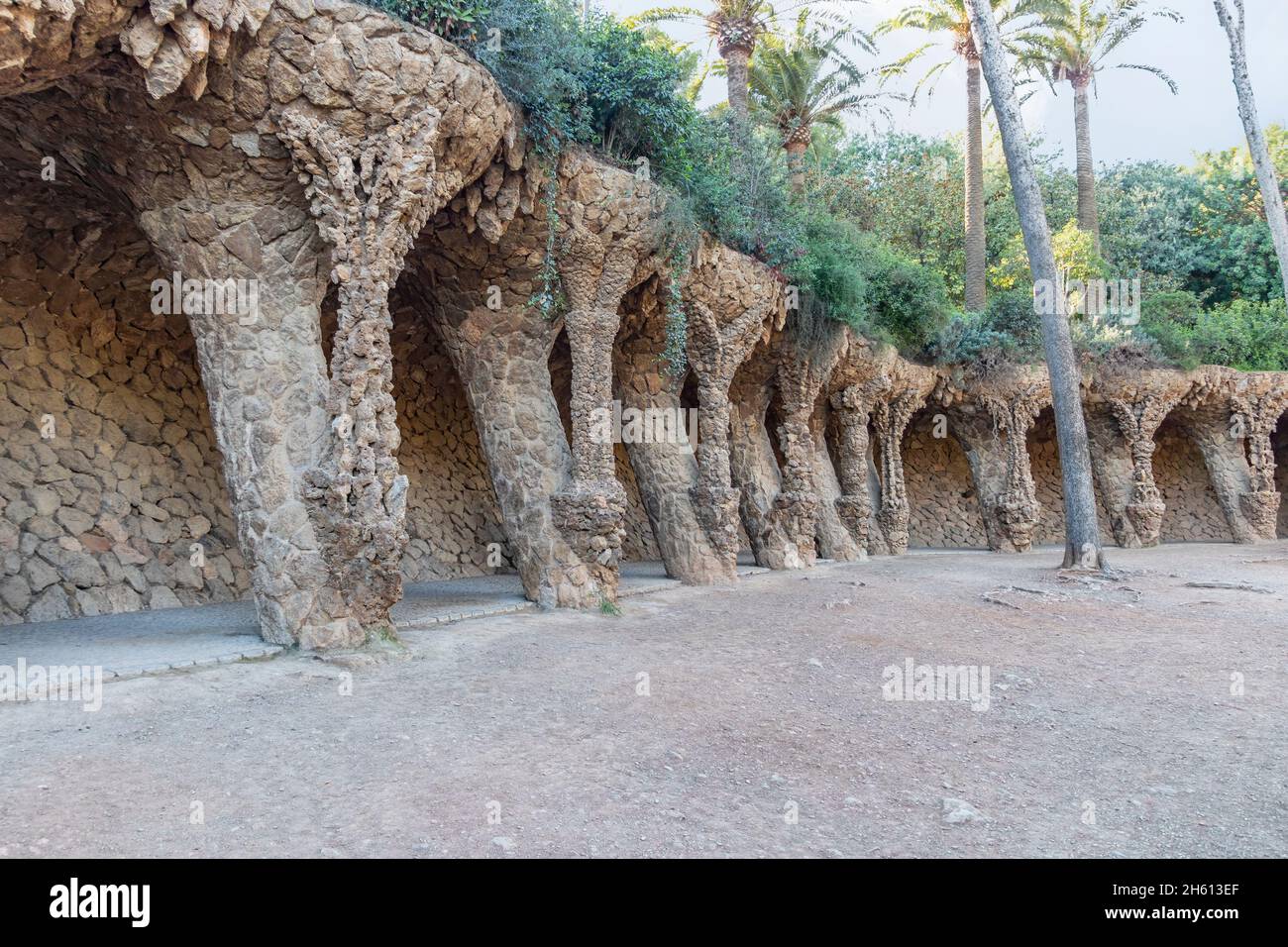 The famous Parc Güell designed by the architect Gaudí in the city of ...