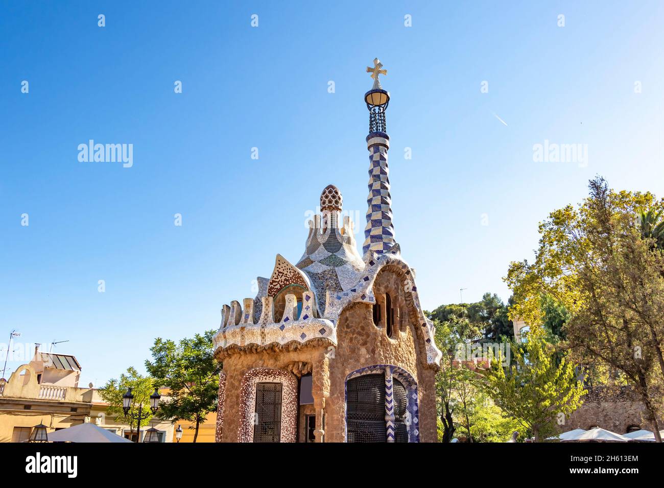 The famous Parc Güell designed by the architect Gaudi in the city of ...