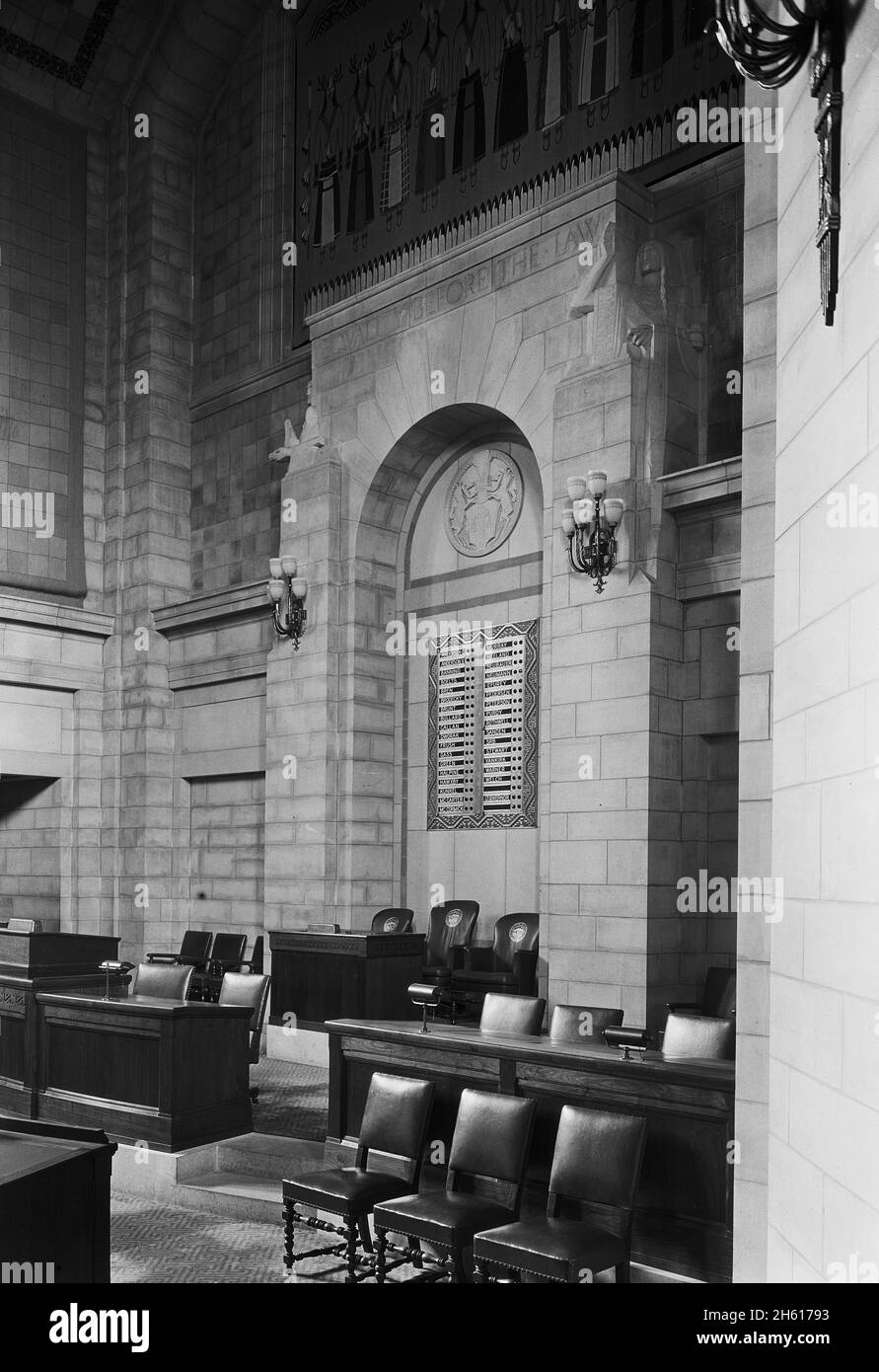 Interior of the Nebraska State Capitol, Lincoln, Nebraska; 1934 Stock ...