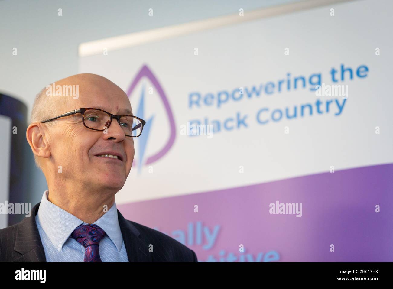 Dudley, West Midlands, UK. 12th Nov, 2021. Mark Anderson, Director at Servosteel, Dudley, in the WestMidlands, at the launch of the Black Country Decarbonisation Programme. Timed to be on the final day of COP26, the initiative supports Black Country businesses to take advantage of global clean growth aimed towards a net zero industrial future. Credit: Peter Lopeman/Alamy Live News Stock Photo