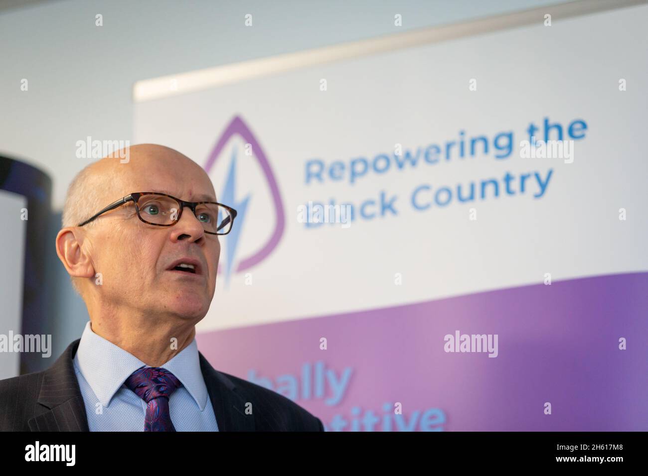 Dudley, West Midlands, UK. 12th Nov, 2021. Mark Anderson, Director at Servosteel, Dudley, in the WestMidlands, at the launch of the Black Country Decarbonisation Programme. Timed to be on the final day of COP26, the initiative supports Black Country businesses to take advantage of global clean growth aimed towards a net zero industrial future. Credit: Peter Lopeman/Alamy Live News Stock Photo