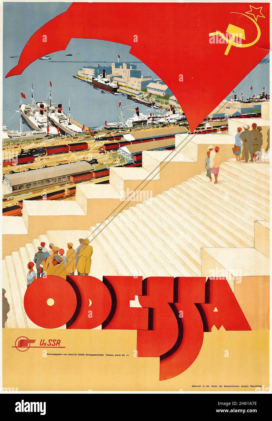 Vintage soviet intourist travel poster ussr hi-res stock