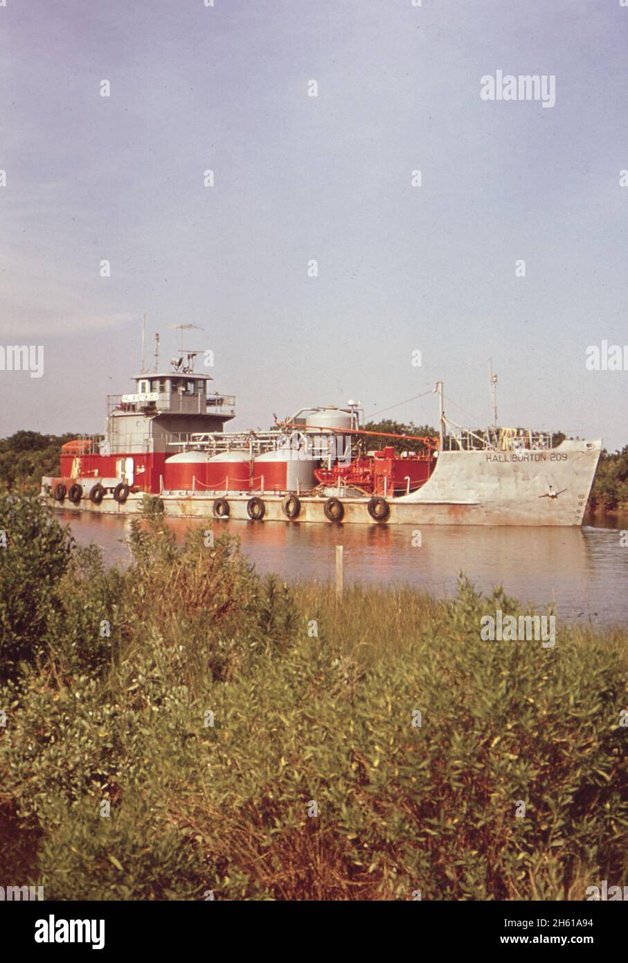 Oil company vessel in marsh between Dulac and Cocodrie located on