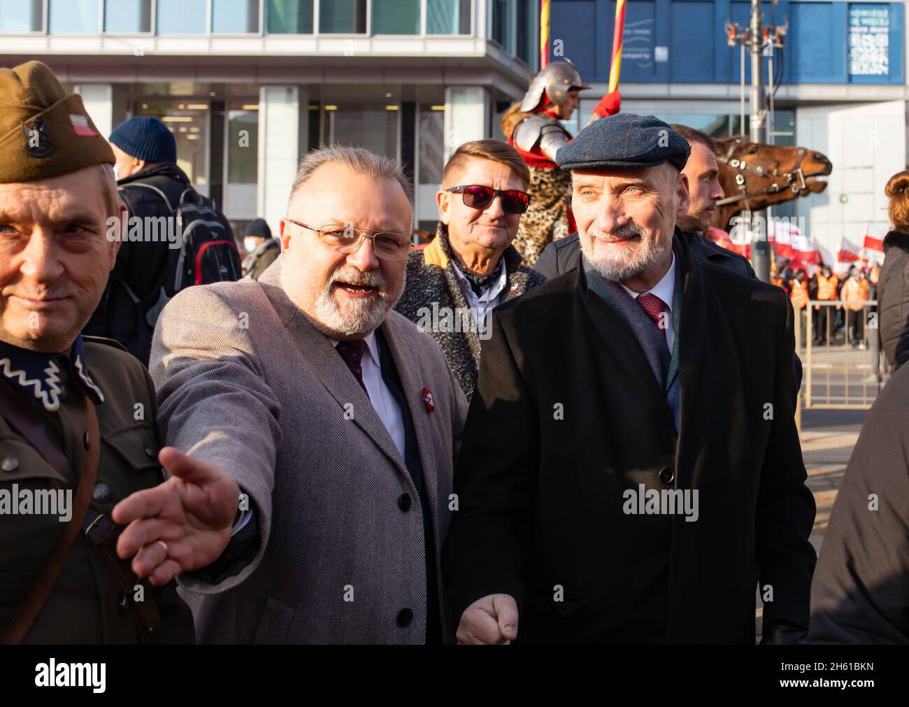 Warszawa, Poland - 11.11.2021: Antoni Macierewicz on the Independece March. National feast and Political conflict dividing the society. Stock Photo