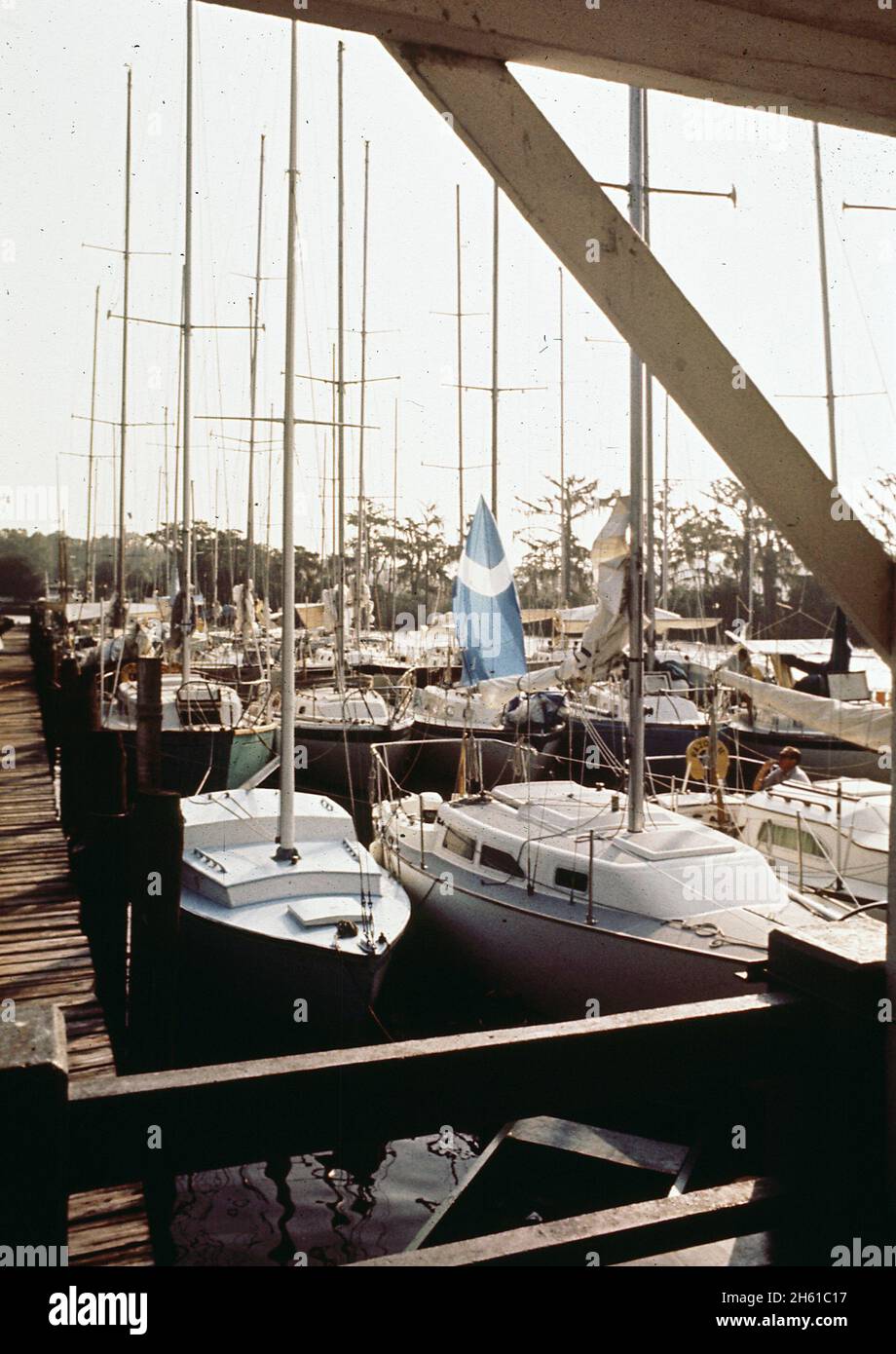 Mandeville boat harbor; Lake Pontchartrain ca. May 1972 Stock Photo