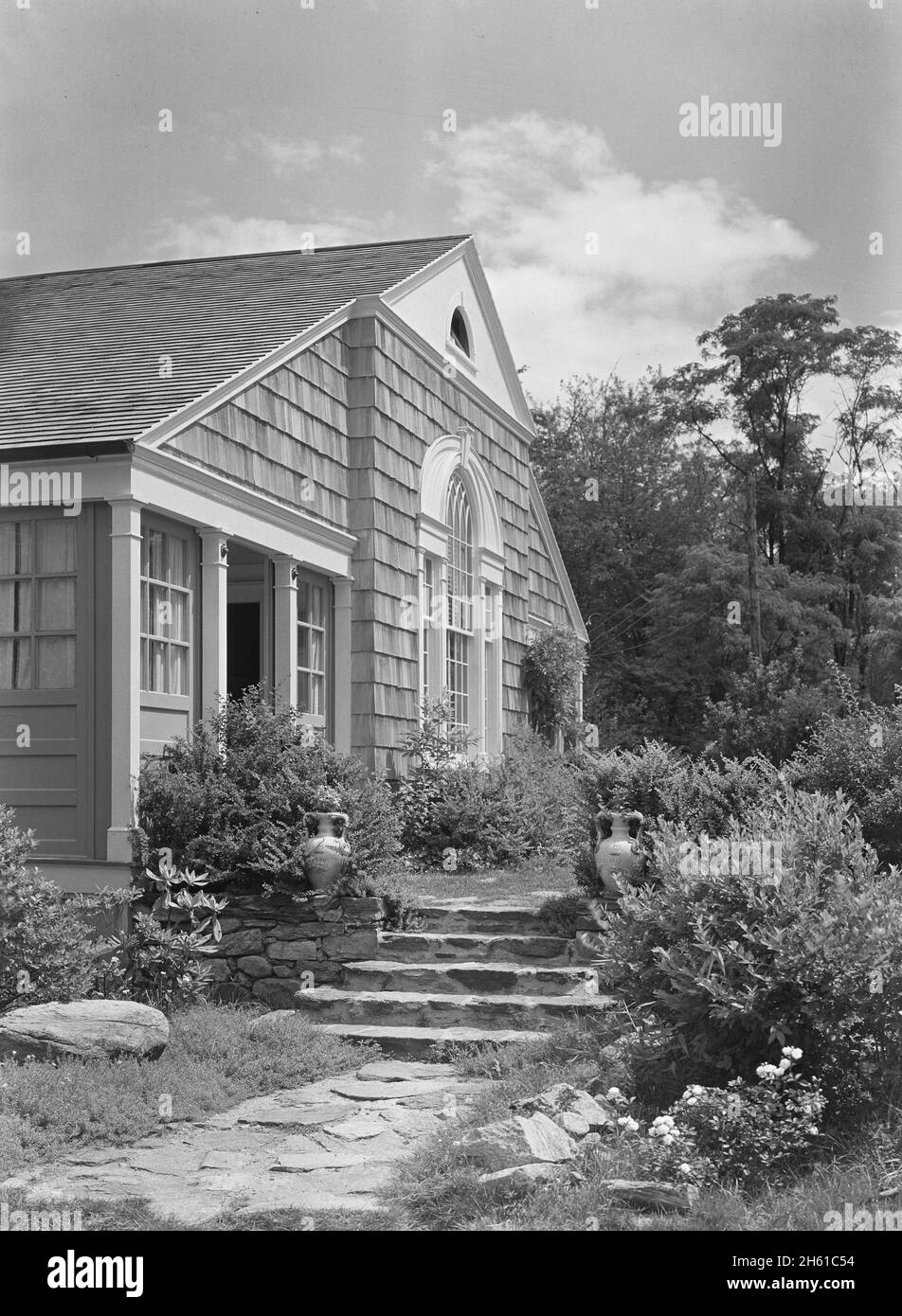 Exterior of a small luxury residence in Westport, Connecticut; 1936