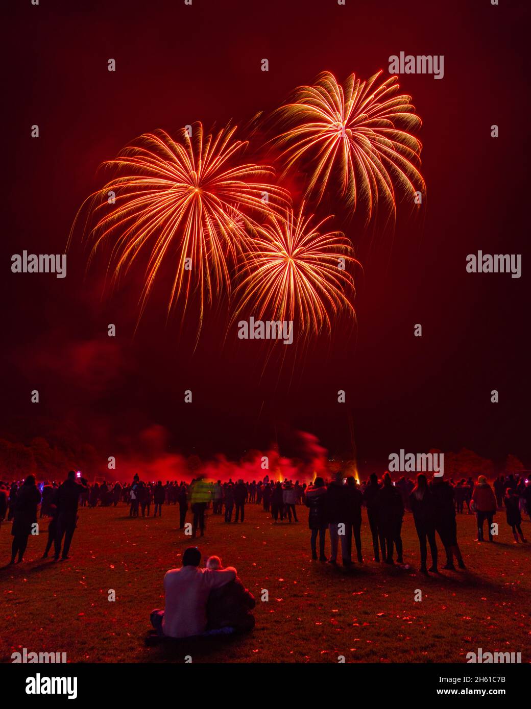 Towneley Hall Bonfire & Fireworks 2021. Photos taken by Mark Stinchon Photography Stock Photo
