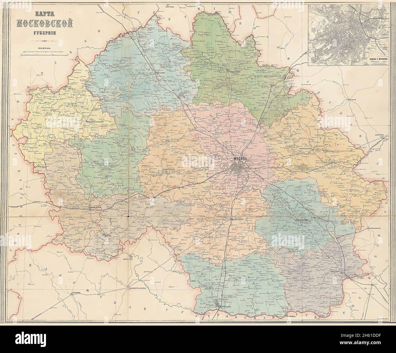 Map of the Moscow province of Todt, 1873 Stock Photo