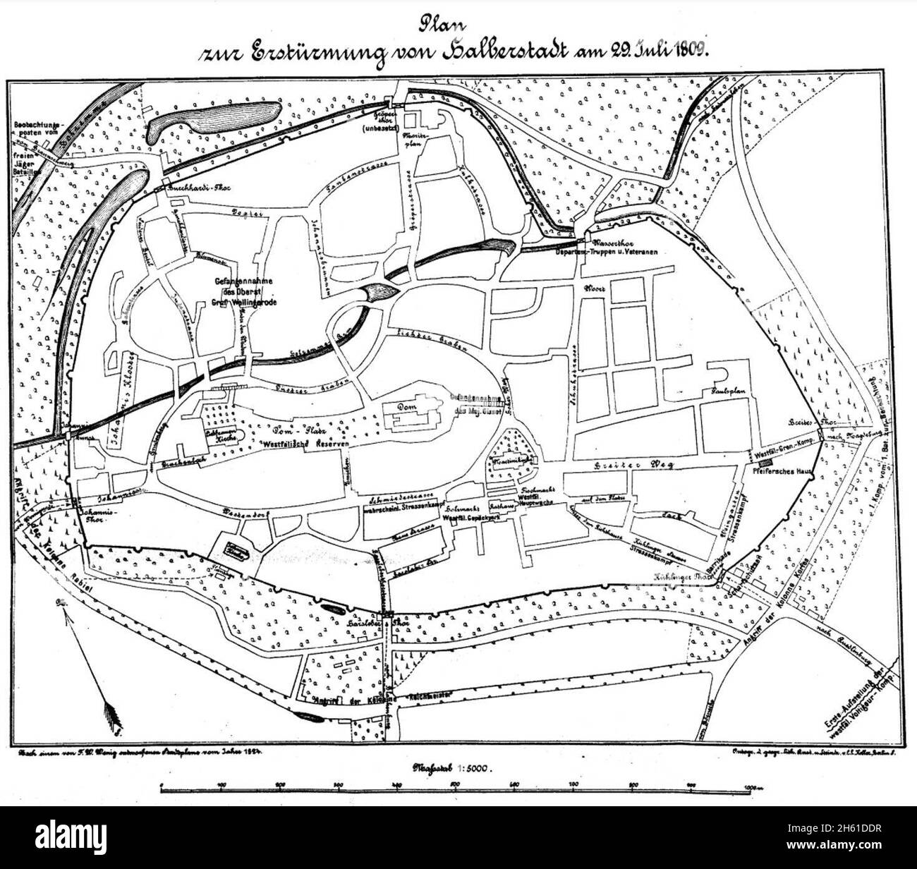 Plan of the Battle of Halberstadt, Stock Photo