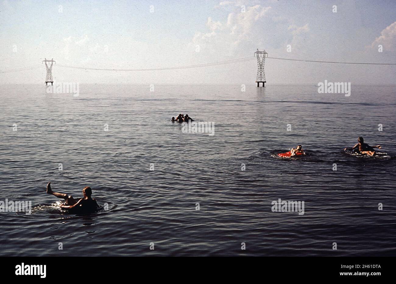 Public swimming area on Lake Pontchartrain; Kenner LA  ca. May 1972 Stock Photo