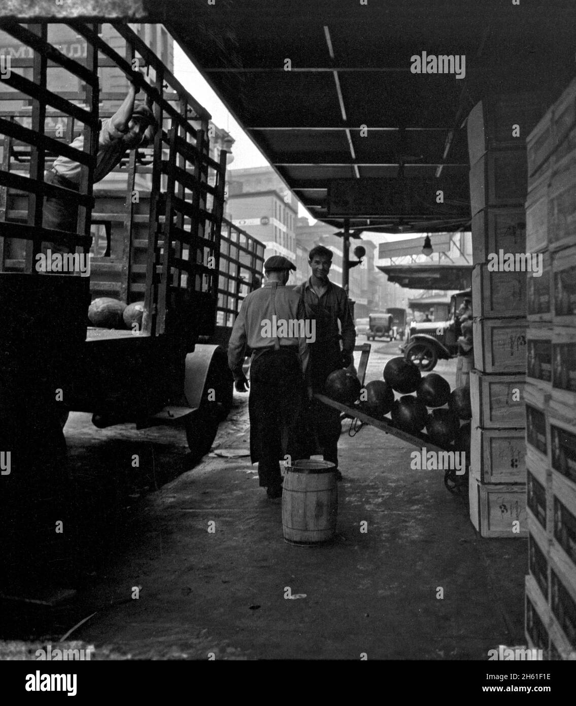 New York City views Produce Wholesale business; 1934 Stock Photo Alamy