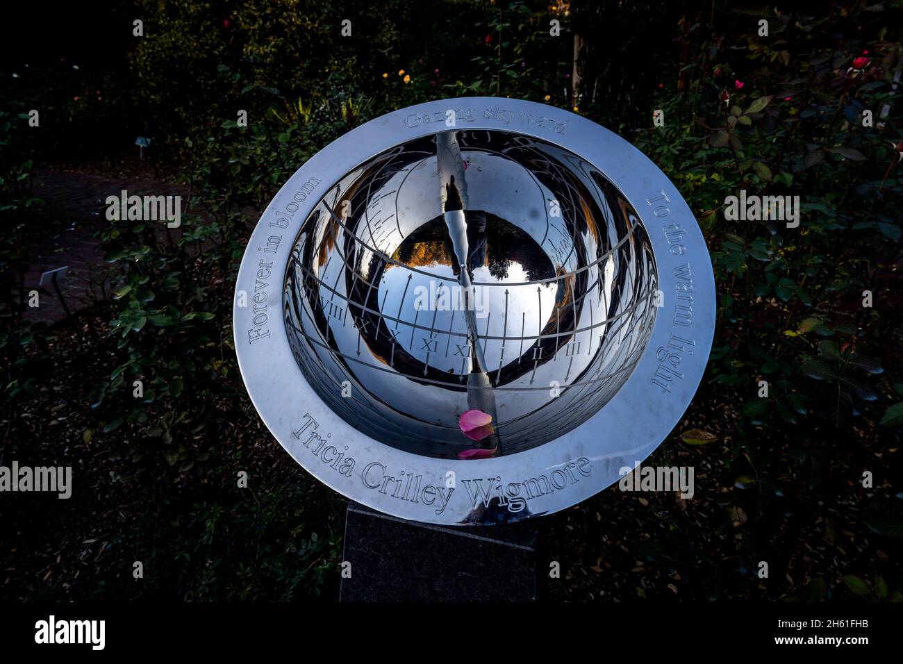 Sun dial with rose petal Stock Photo