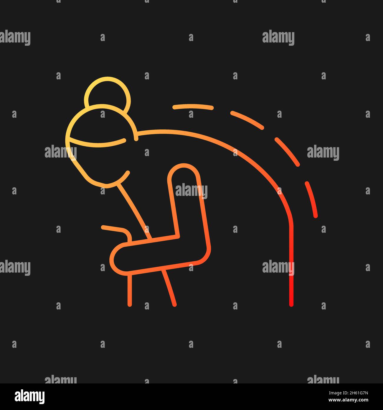 Kyphosis gradient vector icon for dark theme Stock Vector