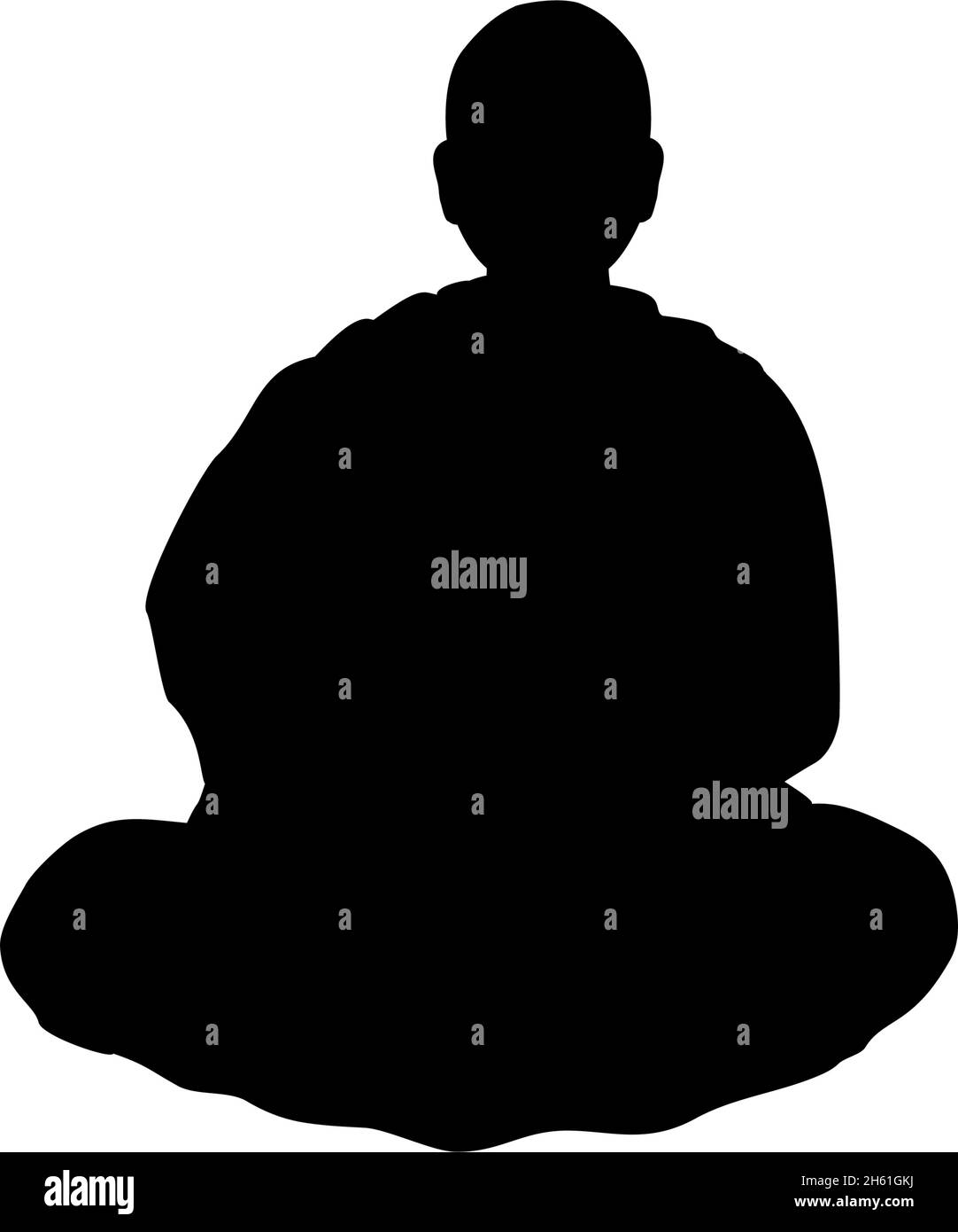 Silhouette buddhist monk in meditation. Stock Vector