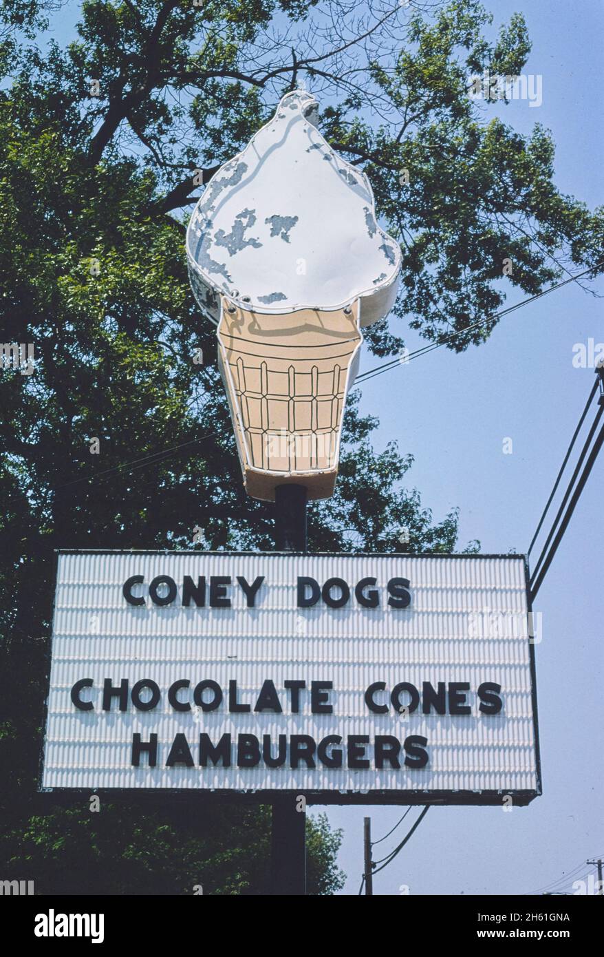 Dairy Cream ice cream sign, Route 20, Mishawaka, Indiana; ca. 1980