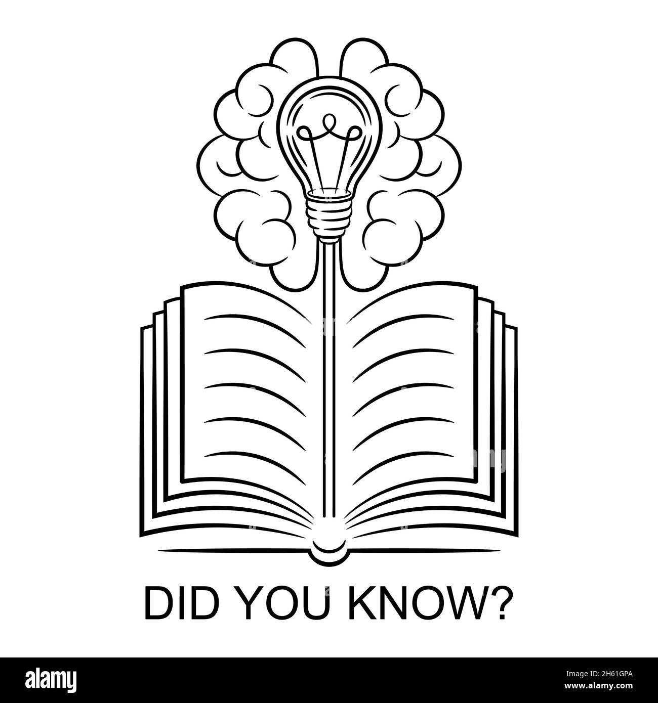 Did you know interesting fact, education information in learning book line icon. Helpful wise advice, fun fact, quick tips, quiz and fyi info vector Stock Vector