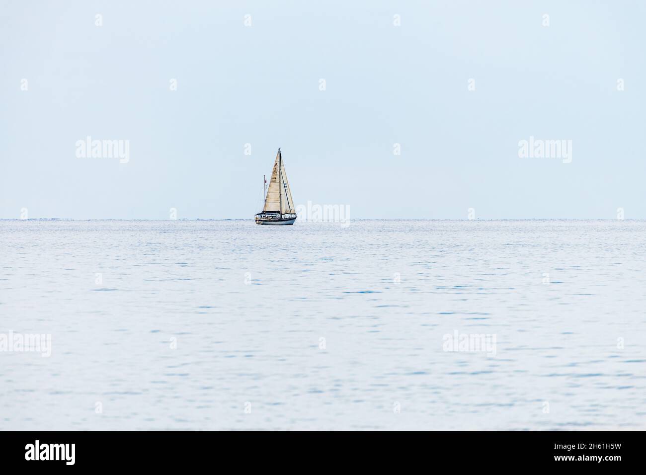Lefkada. Greece-10.27.2021. A yacht sailing in the open sea. A popular summer holiday activity. Stock Photo