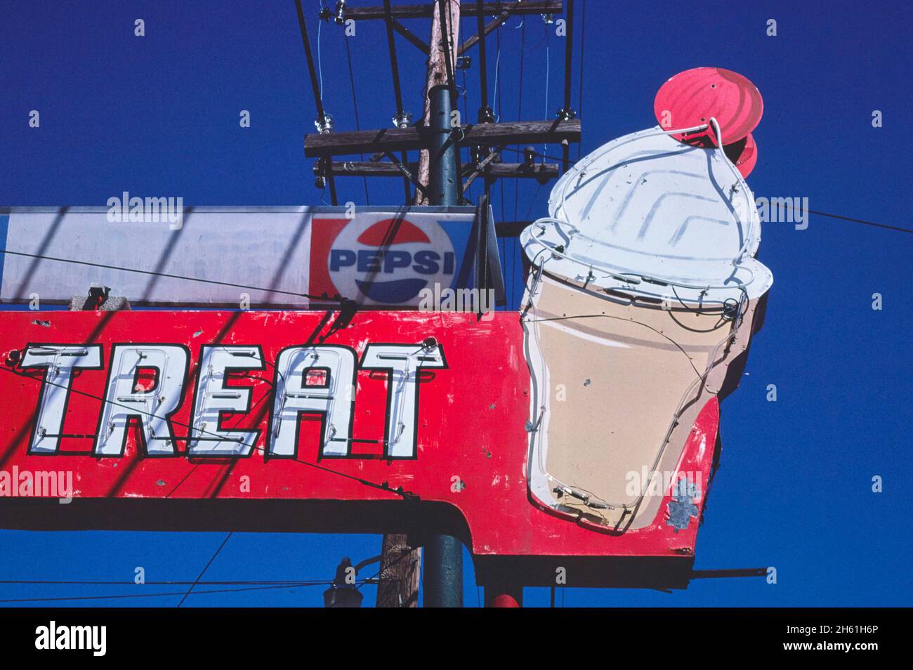 Dairy Treat ice cream sign, Third Street, Dayton, Ohio; ca. 1980 Stock