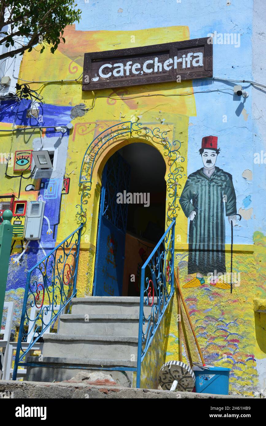 Cherifa Café in Tangiers, Morocco, where Moroccan artists gather Stock Photo
