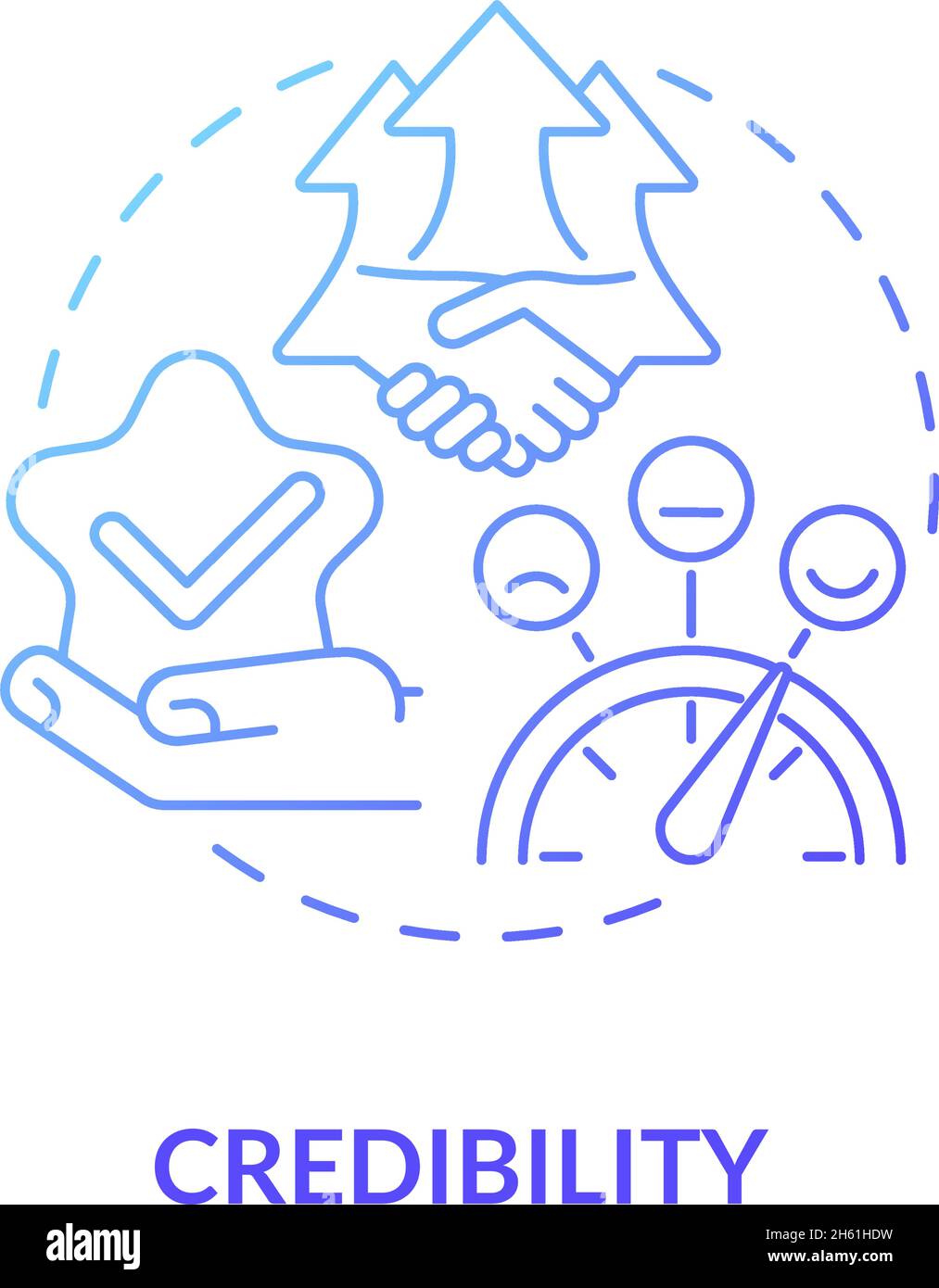 Credibility blue gradient concept icon Stock Vector