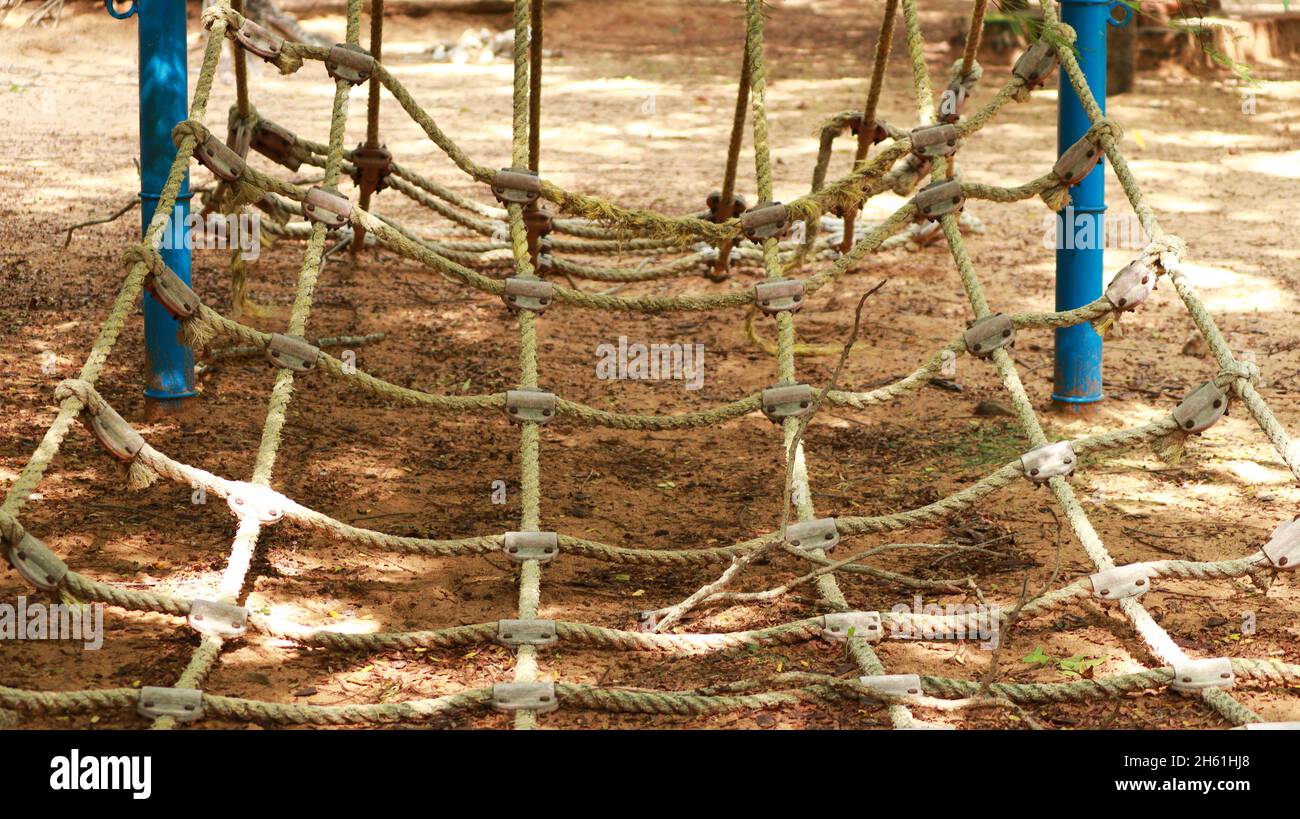 Natural Playground Equipment Rope net Stock Photo Alamy