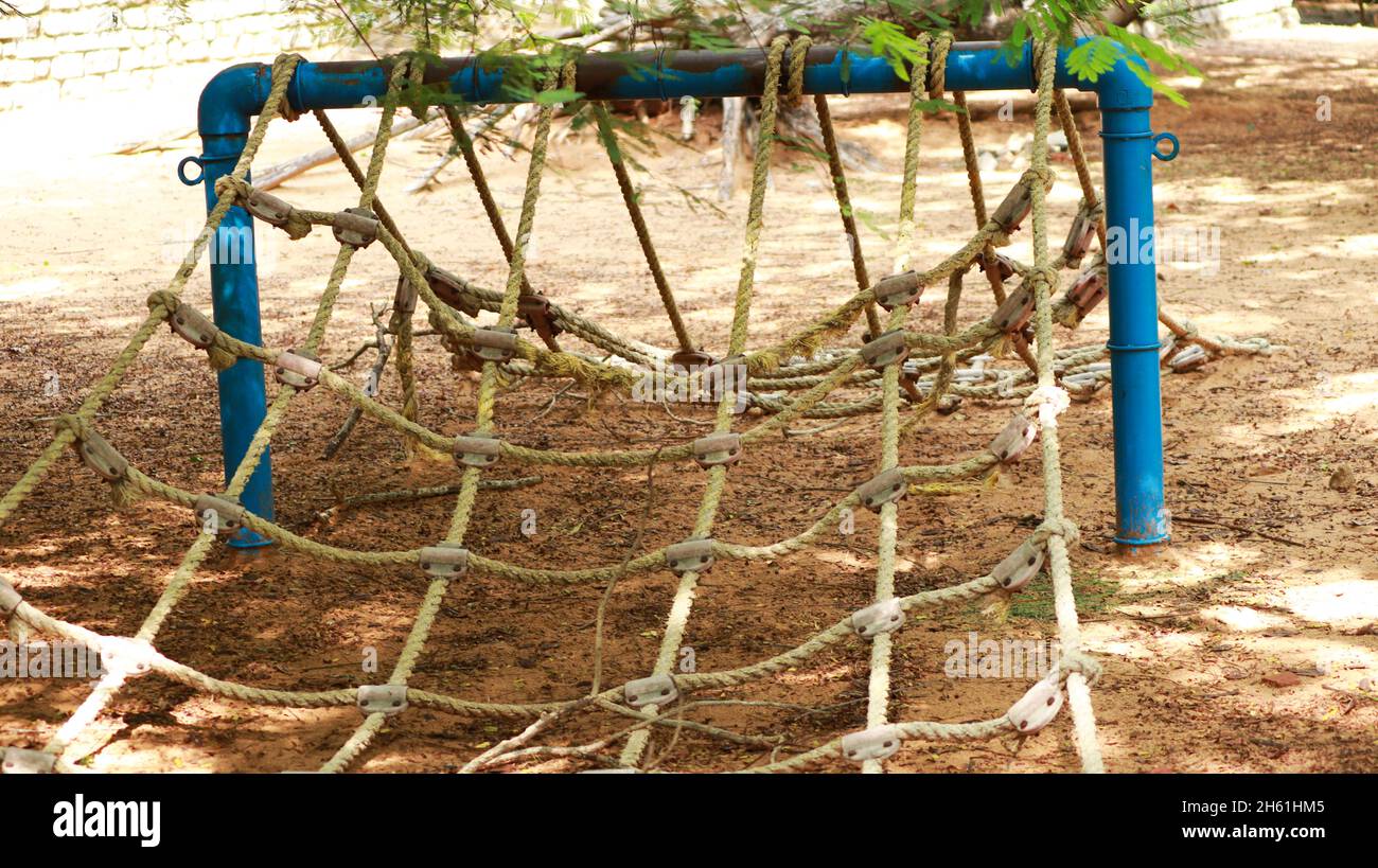 Natural Playground Equipment Rope net Stock Photo - Alamy