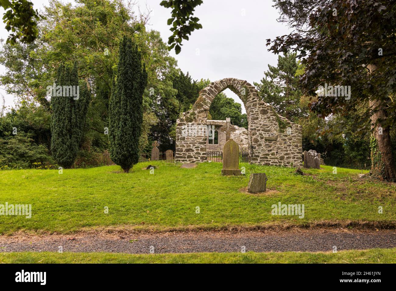 Celtic cross in Johnstown old church, County Kildare, Ireland Stock