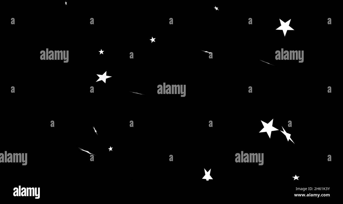 Image of christmas stars falling over black background Stock Photo - Alamy